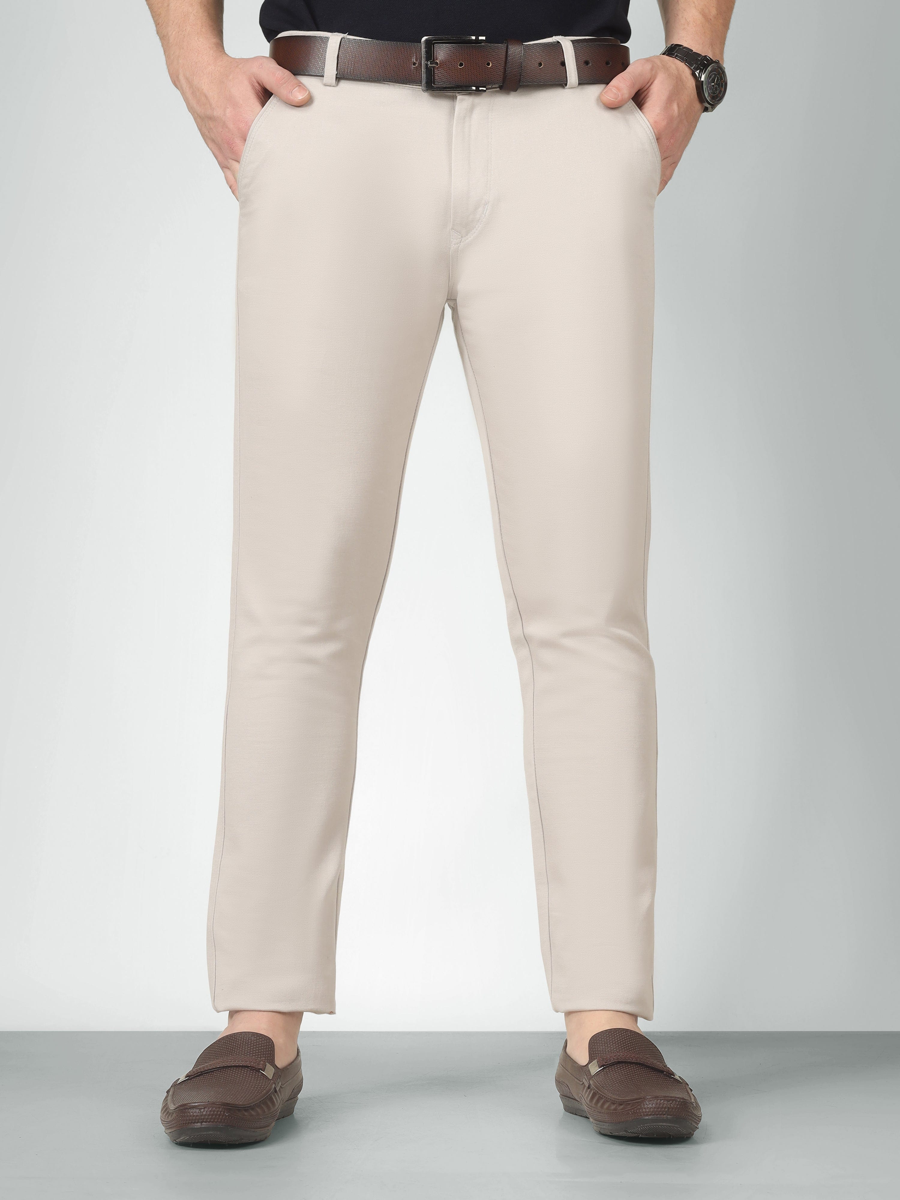 Classic Stone Beige Chinos For Men