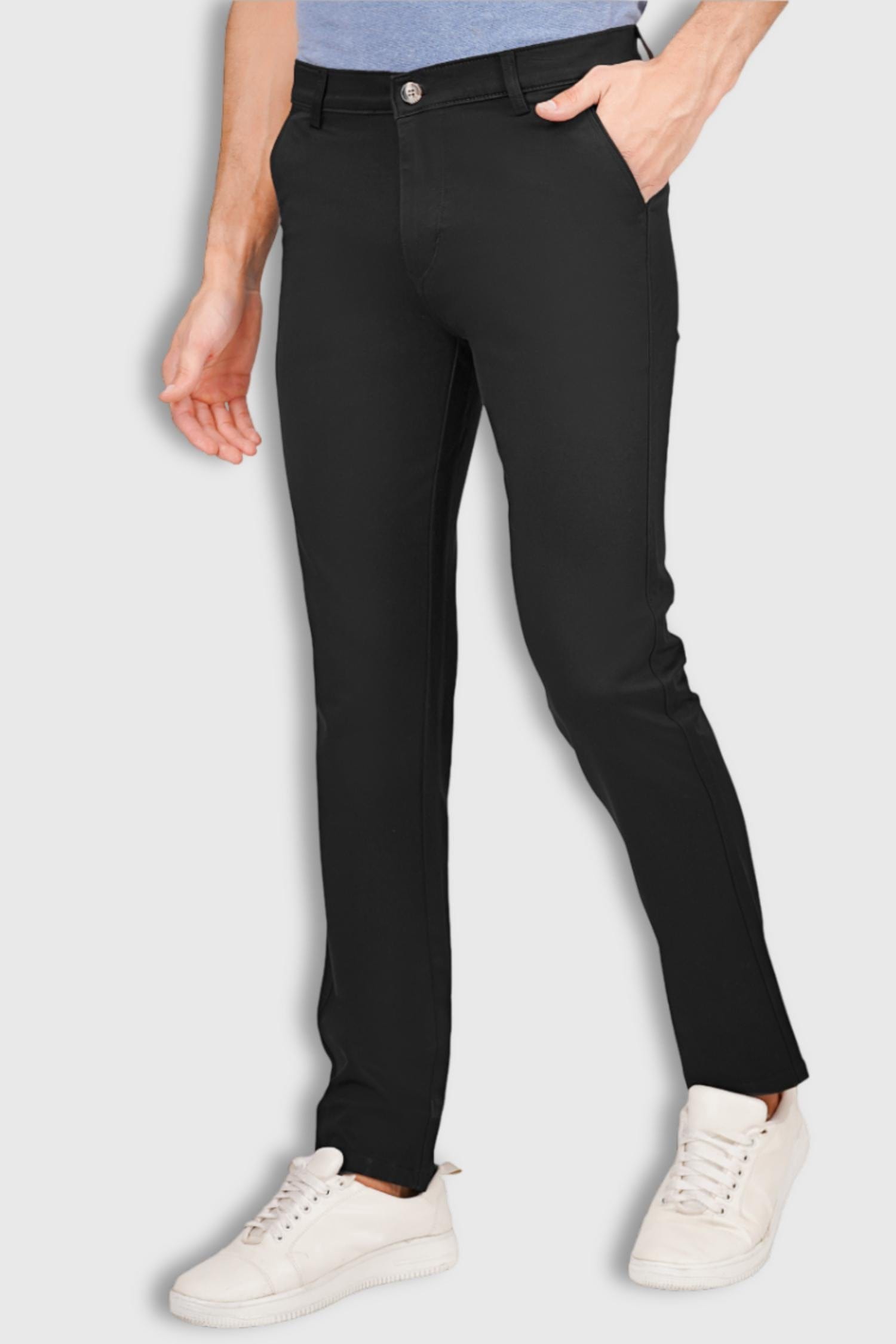 Fluidic Black Color Premium Trouser