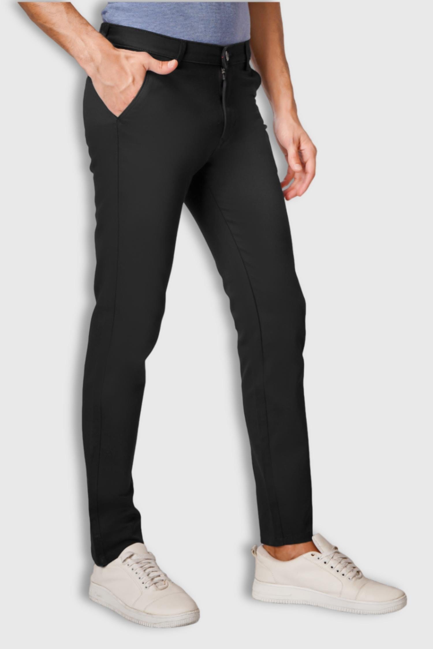 Fluidic Black Color Premium Trouser