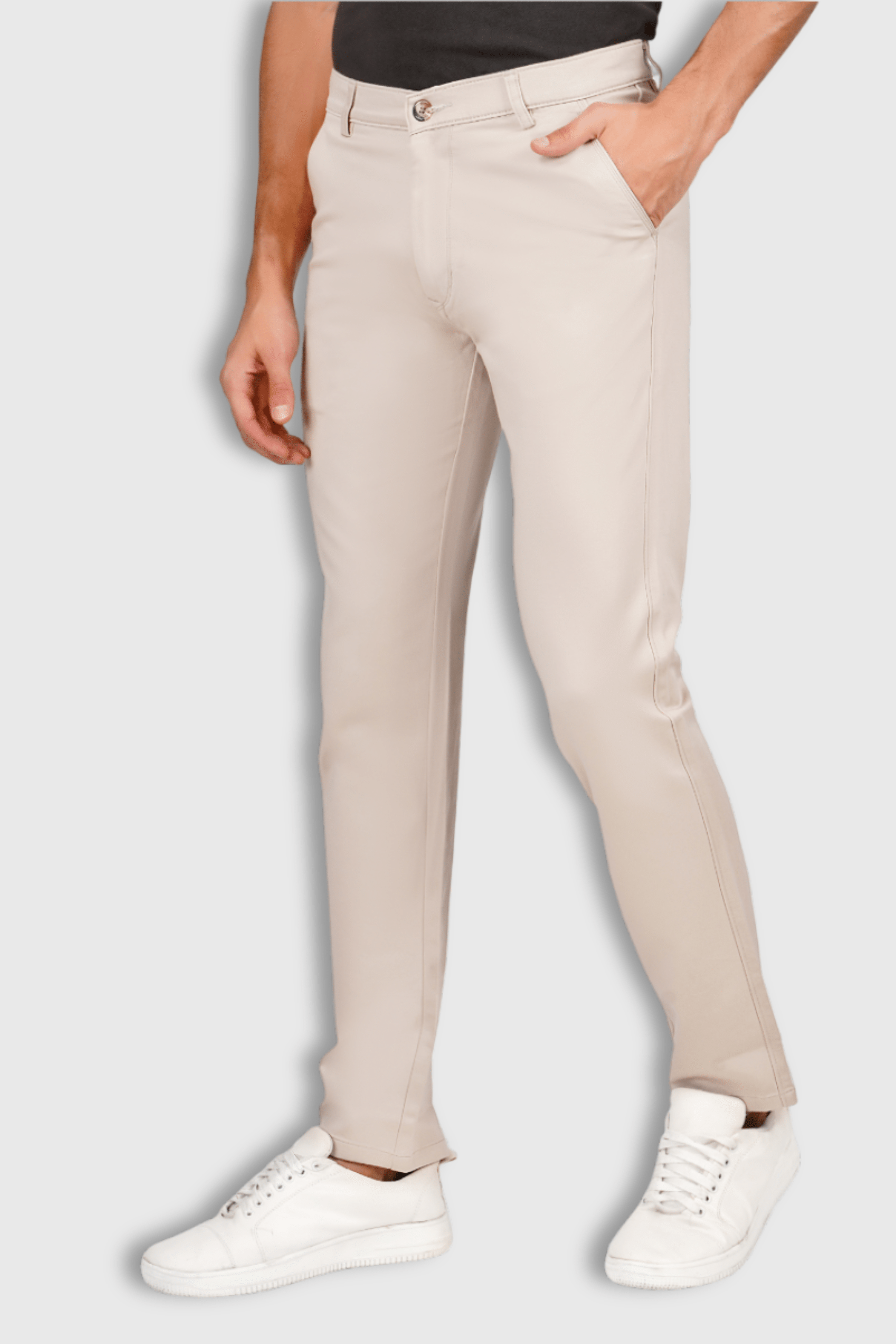 Fluidic Cream Color Premium Trouser