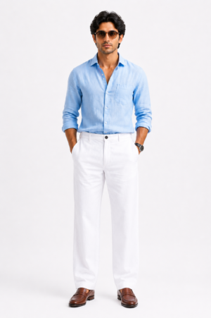 White Premium Linen Pant for Men