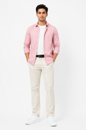 Cream Cotton Trousers for Men