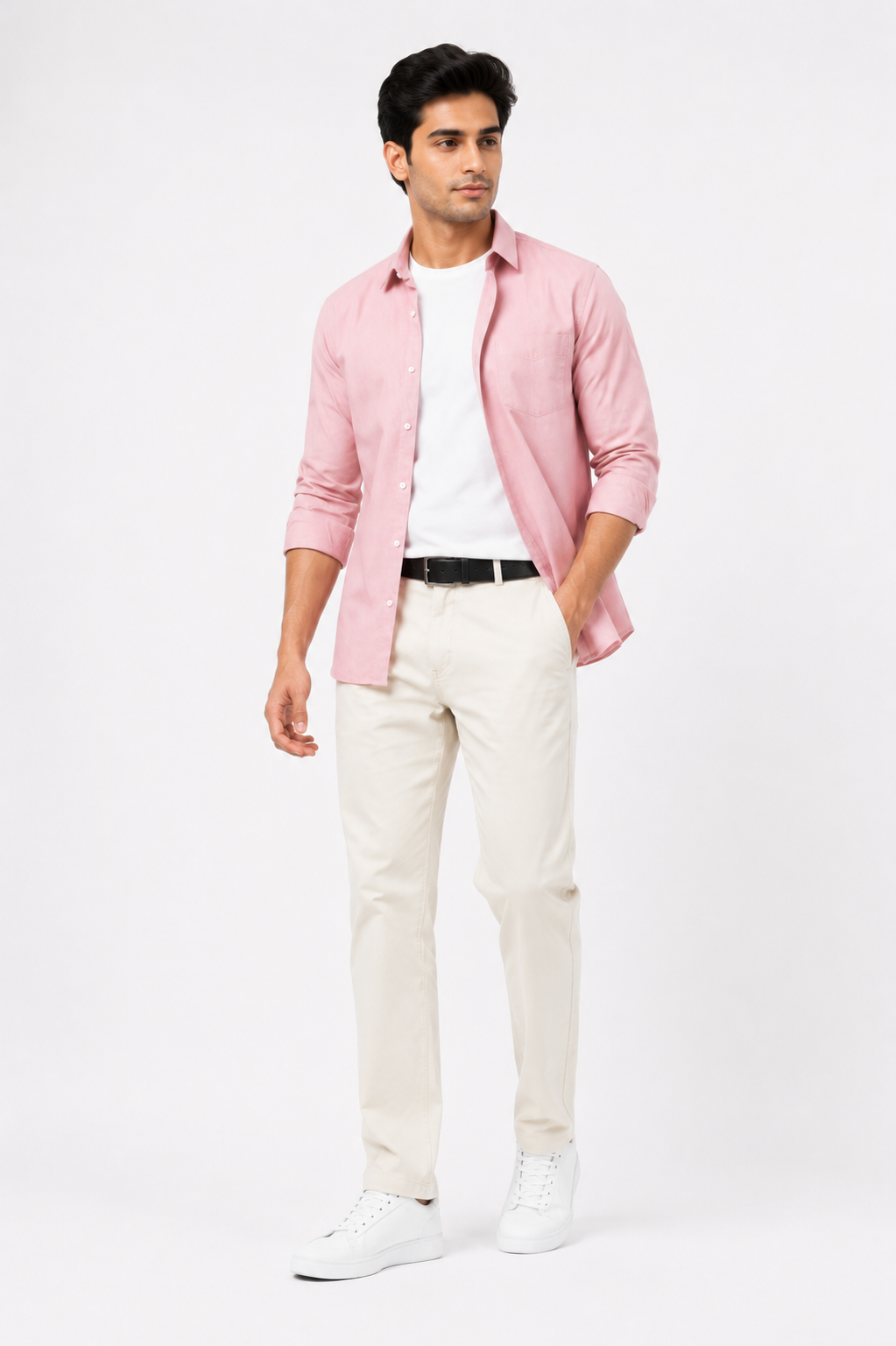 Cream Cotton Trousers for Men - Image 4
