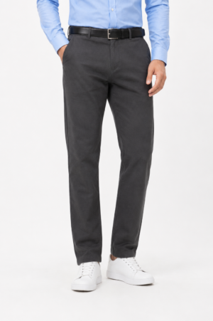 Dark Gray Classic Cotton Trousers For Men