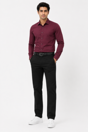 Black Cotton Trousers for Men