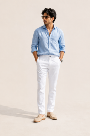 White Premium Linen Pant for Men