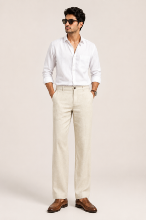 Cream Linen Pants for Men