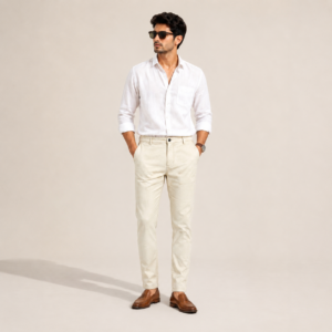 Men's Elegant Linen Pants - Cream