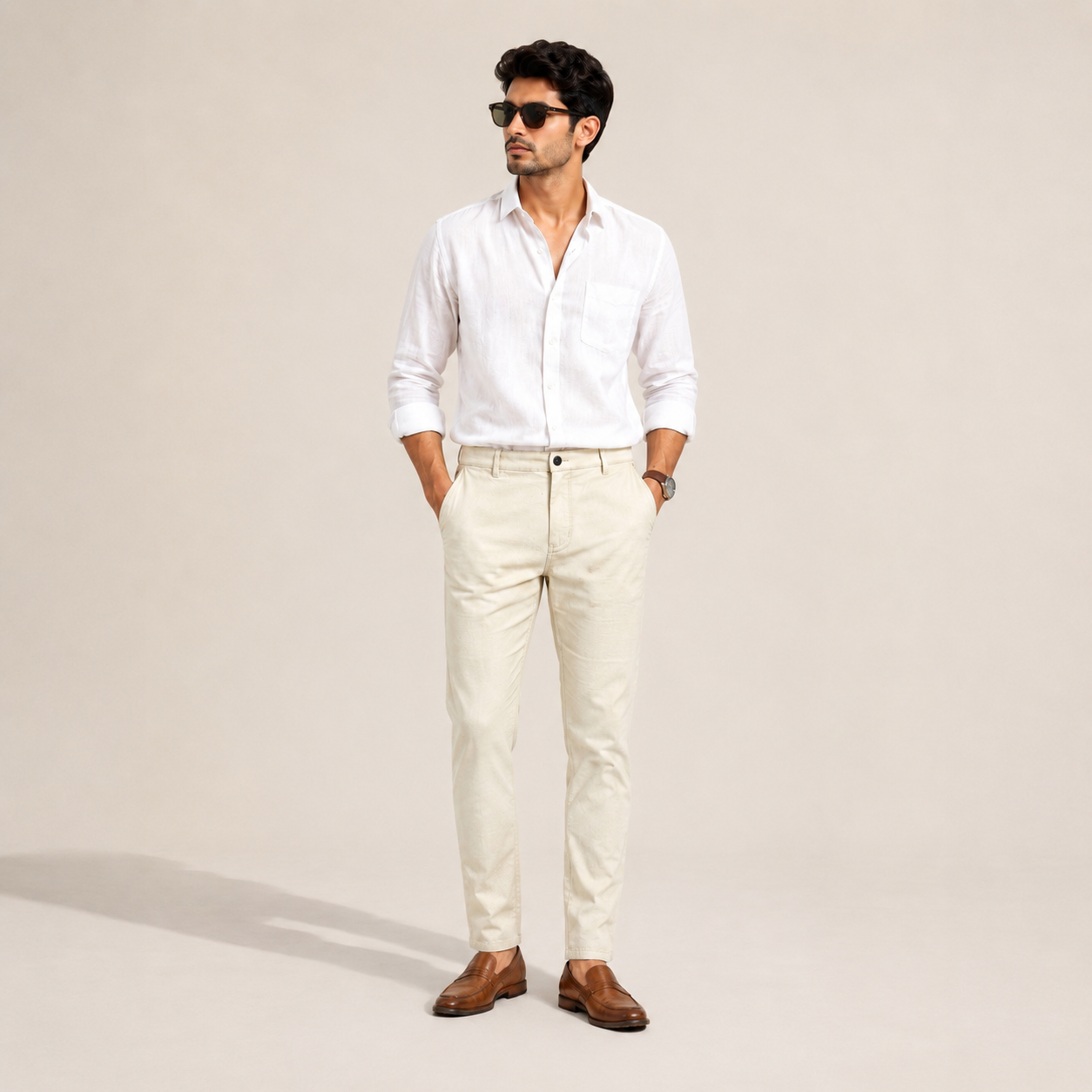 Men's Elegant Linen Pants - Cream