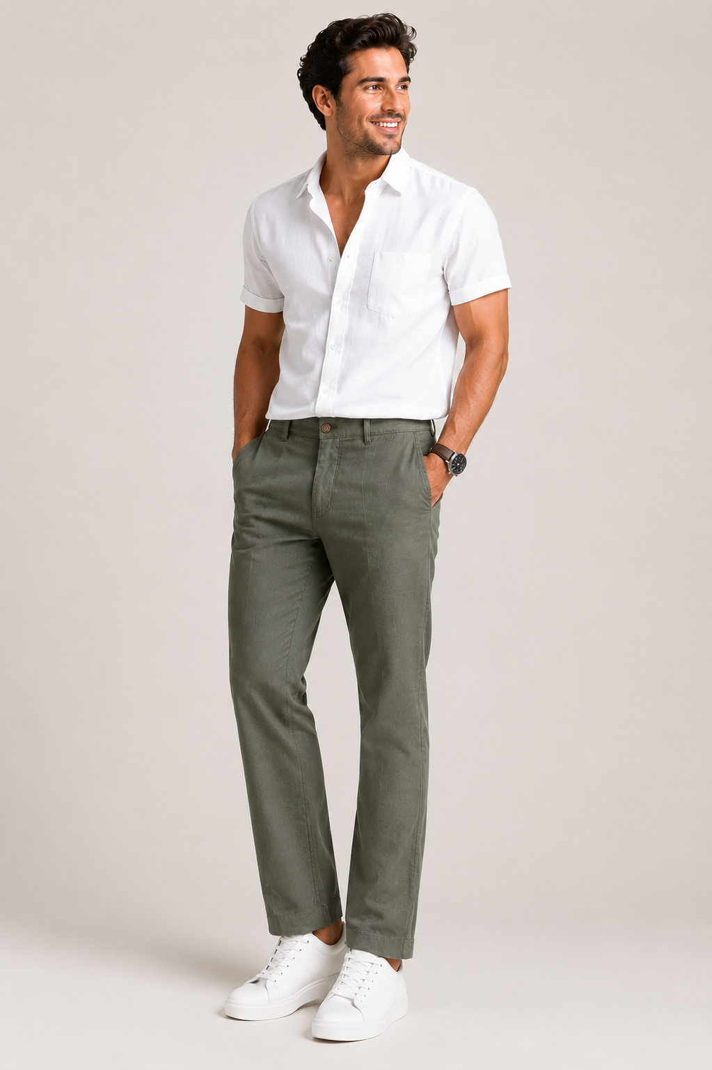 D. Grey Linen Pant for Men