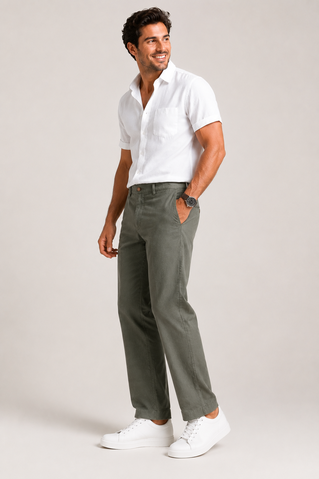 D. Grey Linen Pant for Men - Image 2