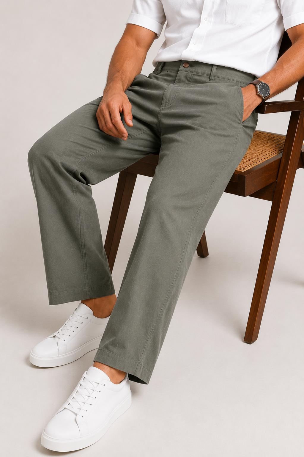 D. Grey Linen Pant for Men - Image 3