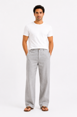 Ash Grey Linen Pant for Men