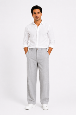 Ash Grey Linen Pant for Men