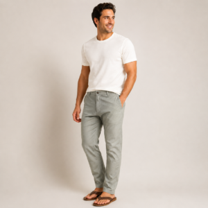 Ash Grey Linen Pant for Men
