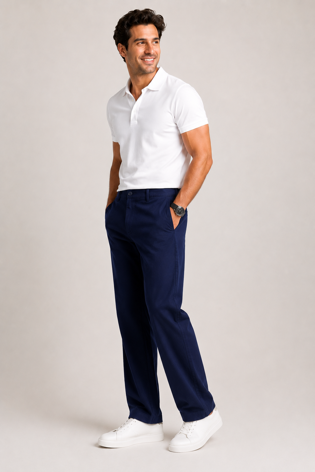 Navy Blue Linen Pants For Men - Image 4