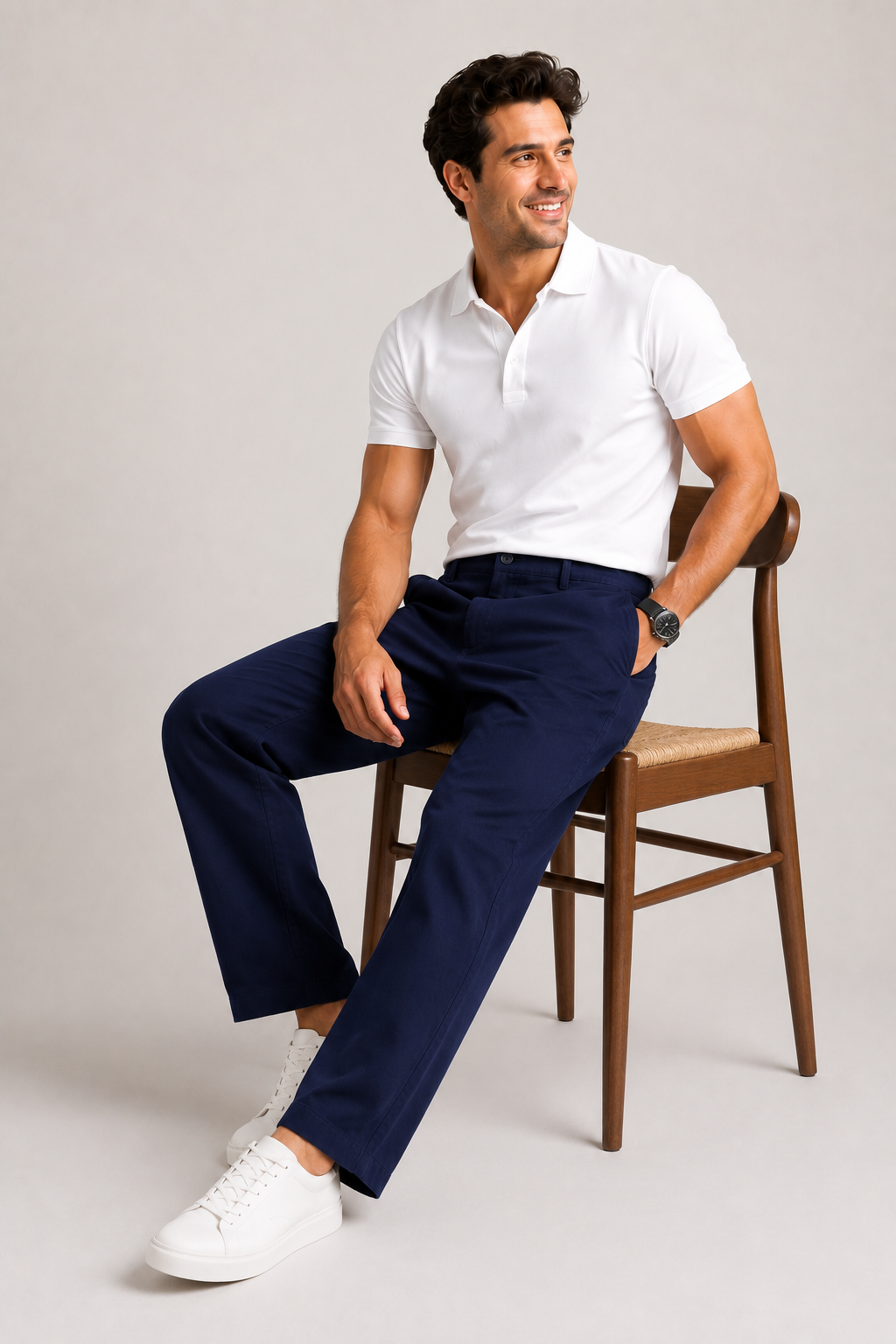 Navy Blue Linen Pants For Men - Image 3