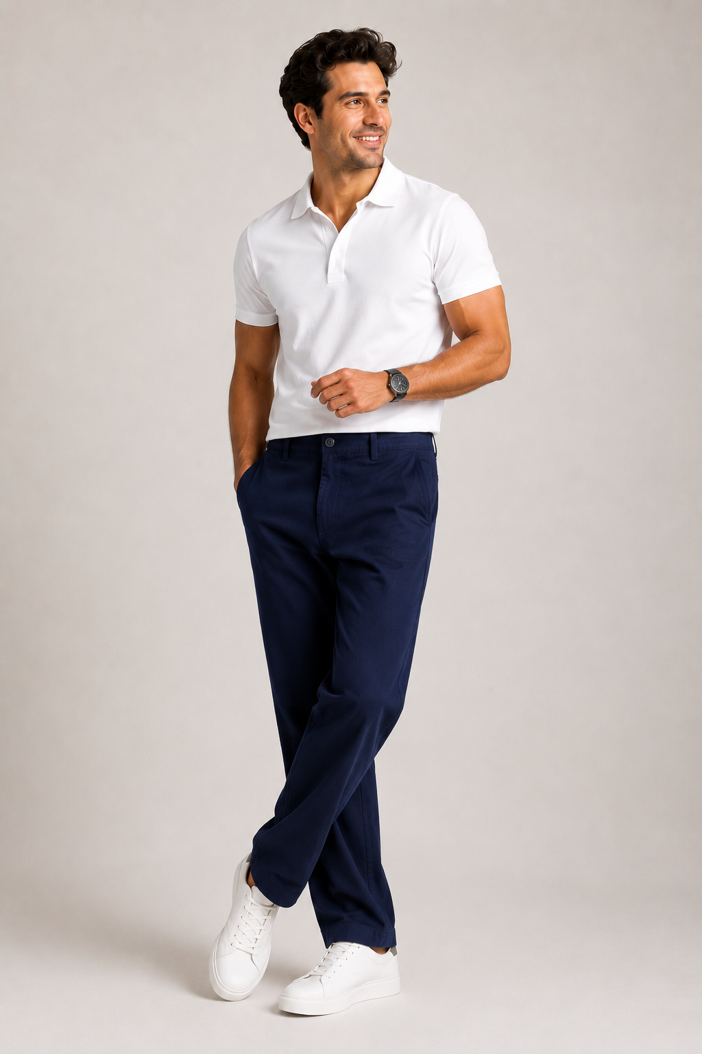 Navy Blue Linen Pants For Men - Image 2