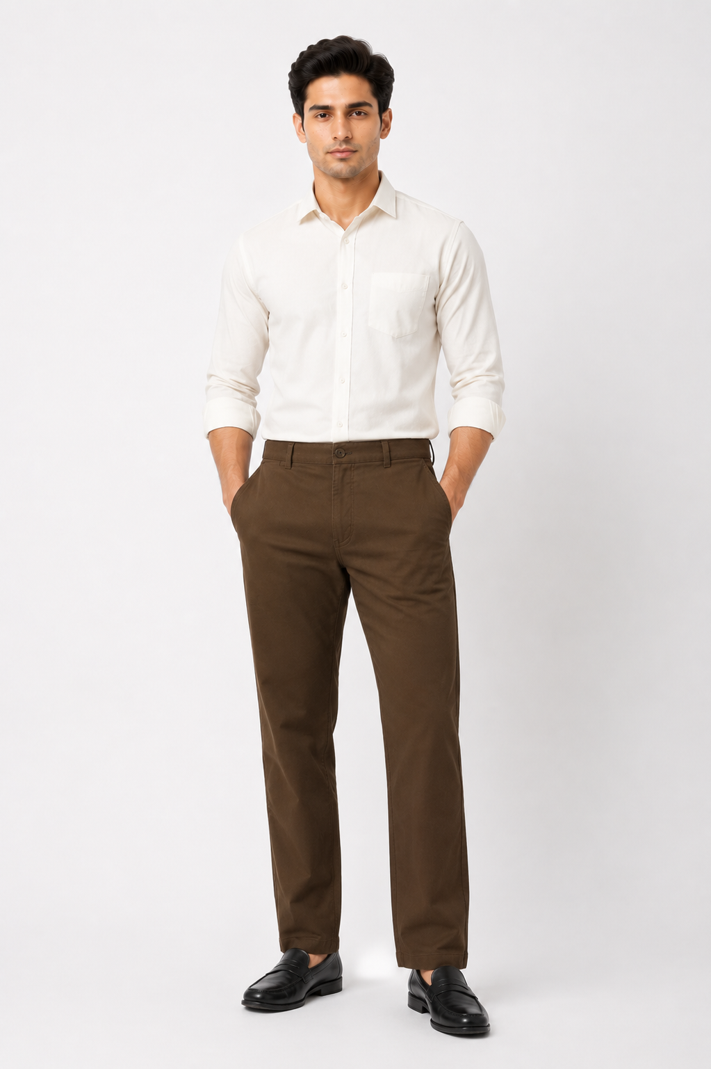 Coffee Suede Touch Chinos