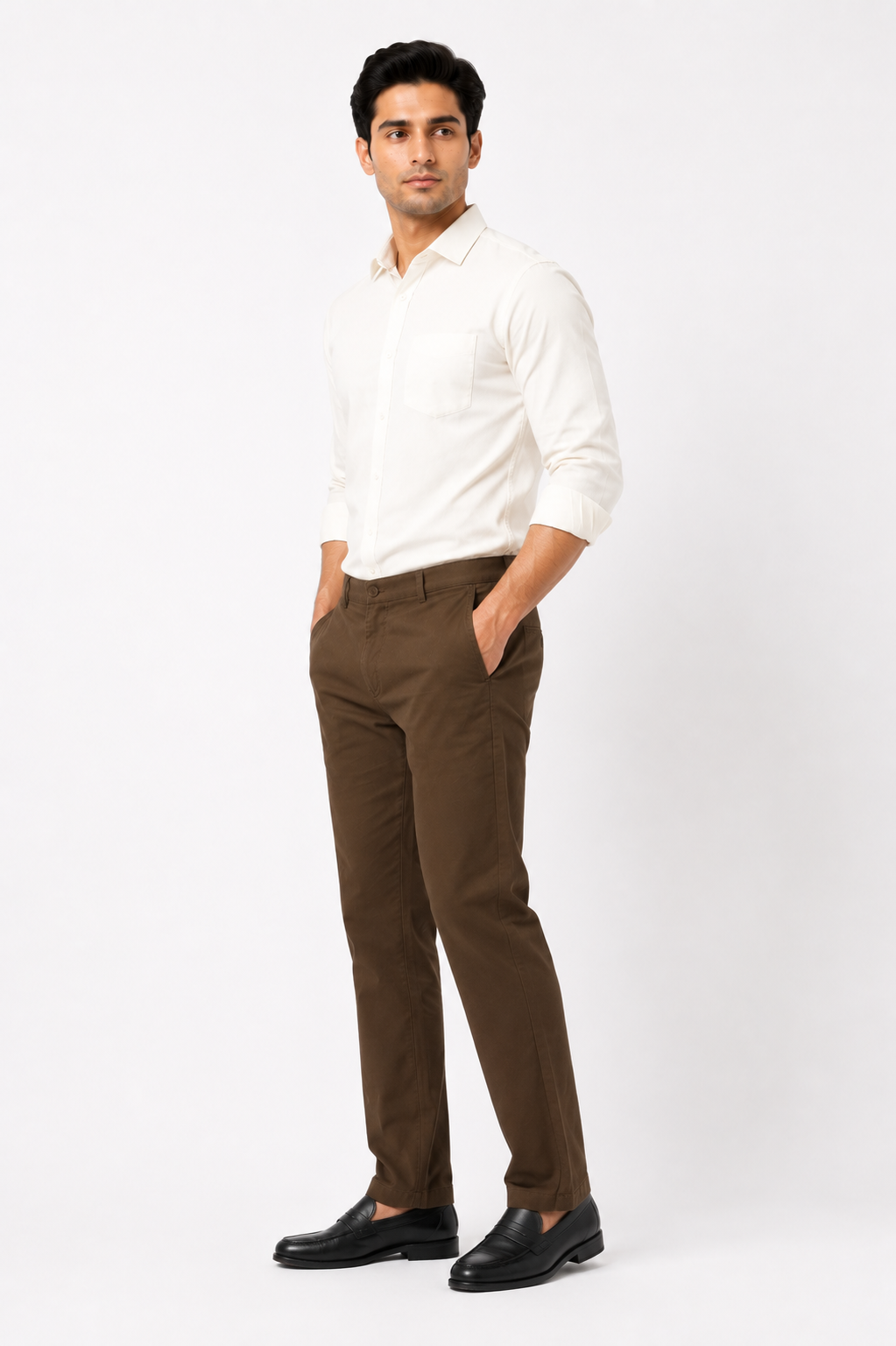 Coffee Suede Touch Chinos - Image 2
