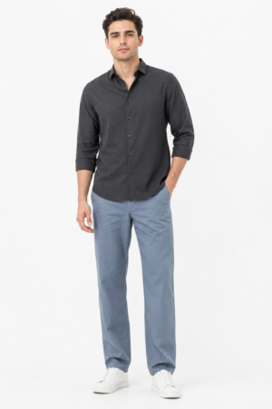 Grey Blue Satin Touch Chinos