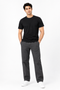 Dark Grey Suede Touch Chinos